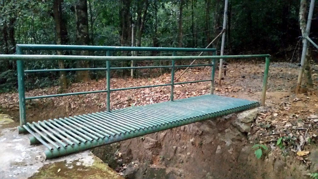A small bridge across the trench