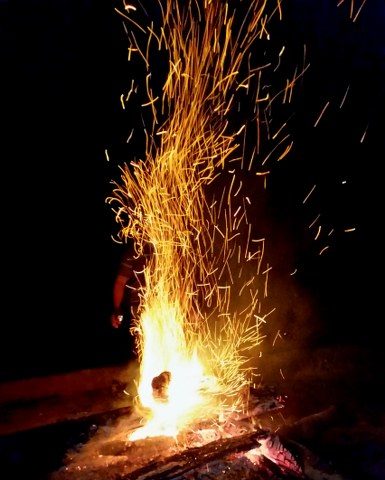 The blazing bonfire